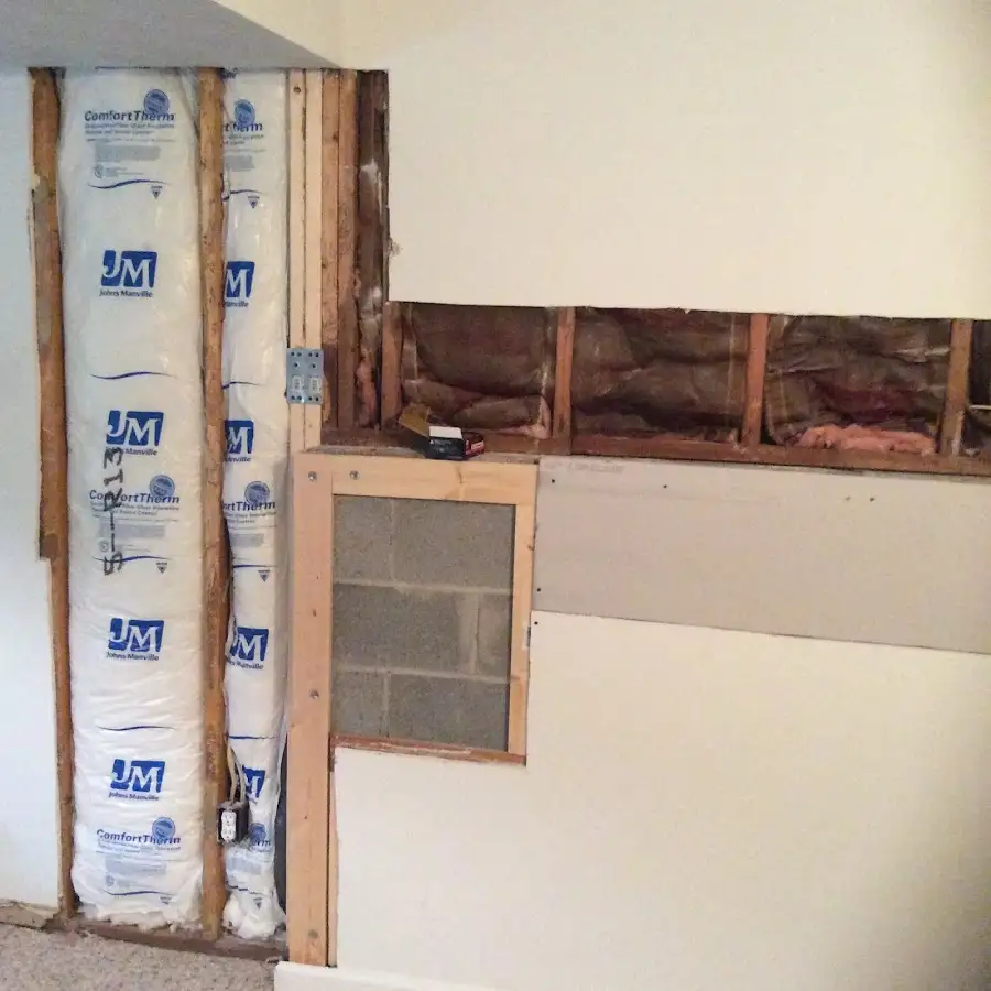 Wall insulation replacement during Basement Flood Cleanup in Presque Isle